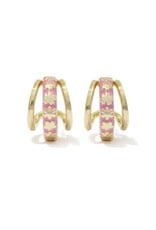 KENDRA SCOTT DESIGN Jane Gold Huggie Earrings in Dark Pink Enamel
