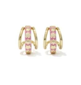KENDRA SCOTT DESIGN Jane Gold Huggie Earrings in Dark Pink Enamel