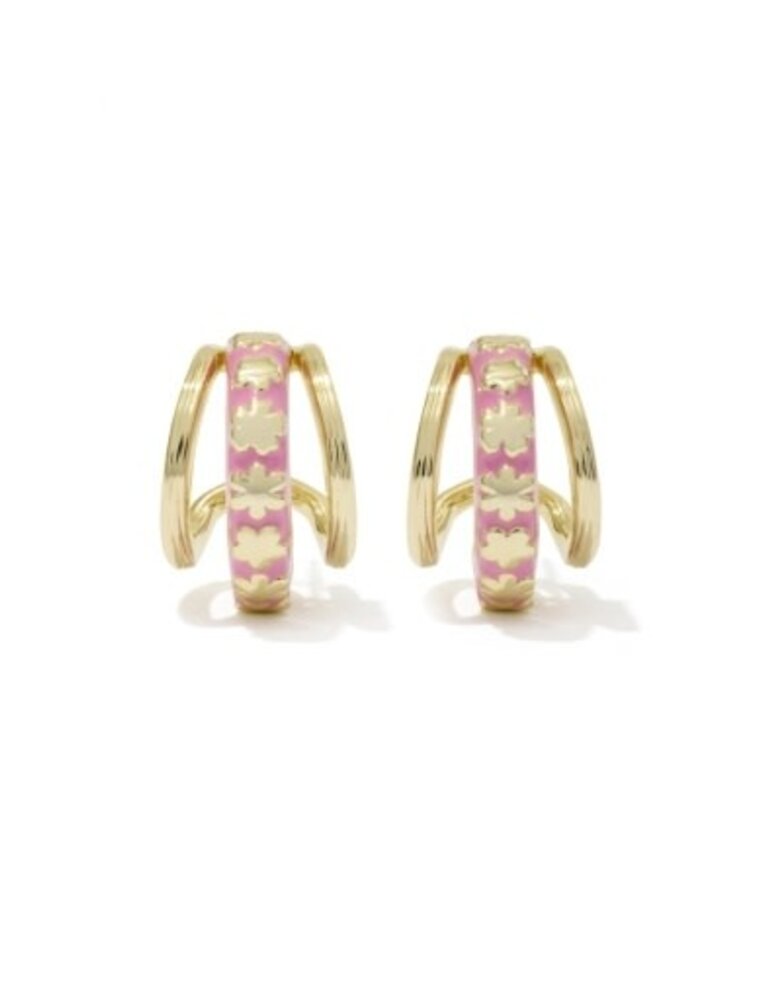 KENDRA SCOTT DESIGN Jane Gold Huggie Earrings in Dark Pink Enamel