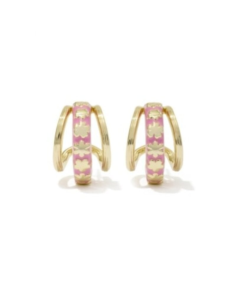 KENDRA SCOTT DESIGN Jane Gold Huggie Earrings in Dark Pink Enamel