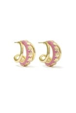 KENDRA SCOTT DESIGN Jane Gold Huggie Earrings in Dark Pink Enamel