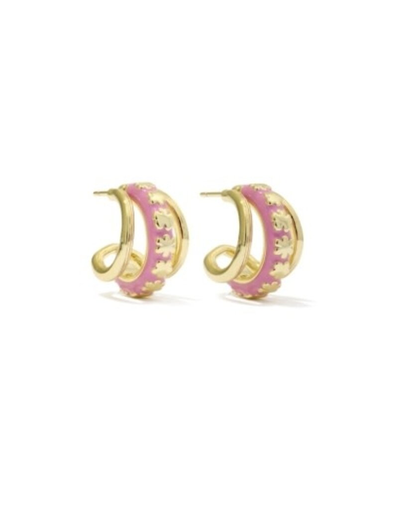 KENDRA SCOTT DESIGN Jane Gold Huggie Earrings in Dark Pink Enamel