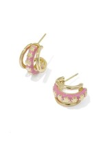KENDRA SCOTT DESIGN Jane Gold Huggie Earrings in Dark Pink Enamel