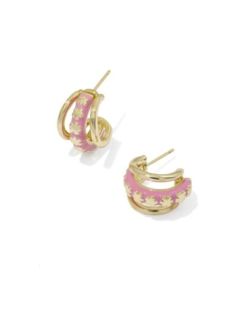 KENDRA SCOTT DESIGN Jane Gold Huggie Earrings in Dark Pink Enamel