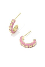 KENDRA SCOTT DESIGN Jane Gold Huggie Earrings in Dark Pink Enamel