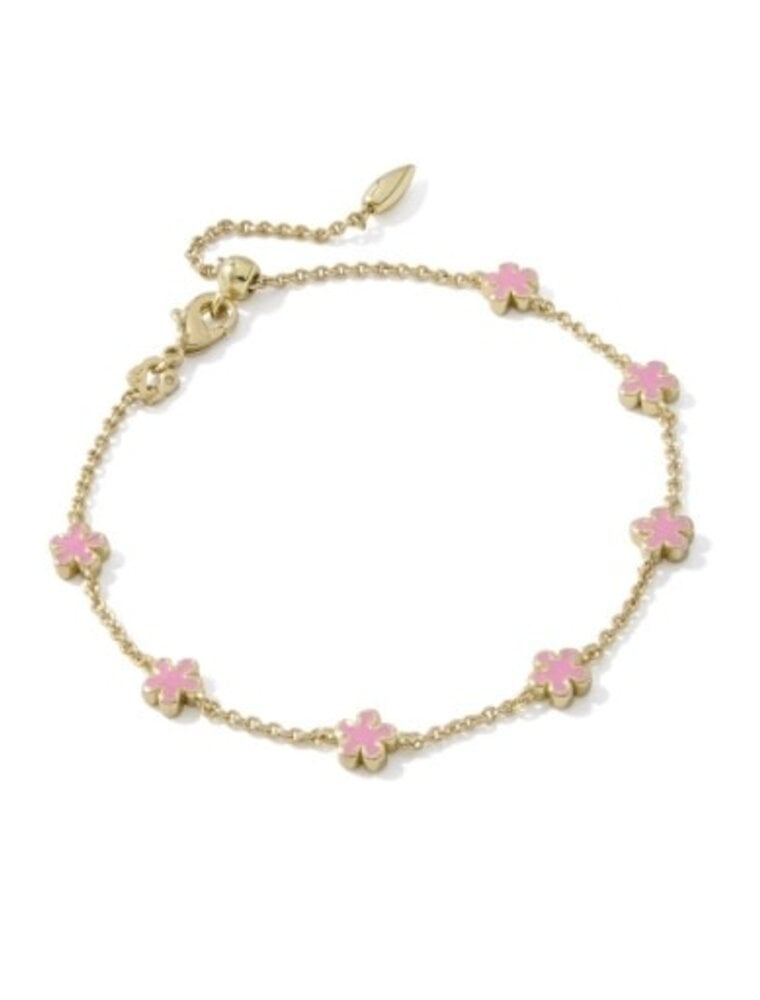 KENDRA SCOTT DESIGN Jane Gold Delicate Chain Bracelet in Dark Pink Enamel