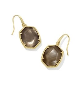 KENDRA SCOTT DESIGN Daphne Gold Frame Drop Earrings in Taupe Mother-of-Pearl