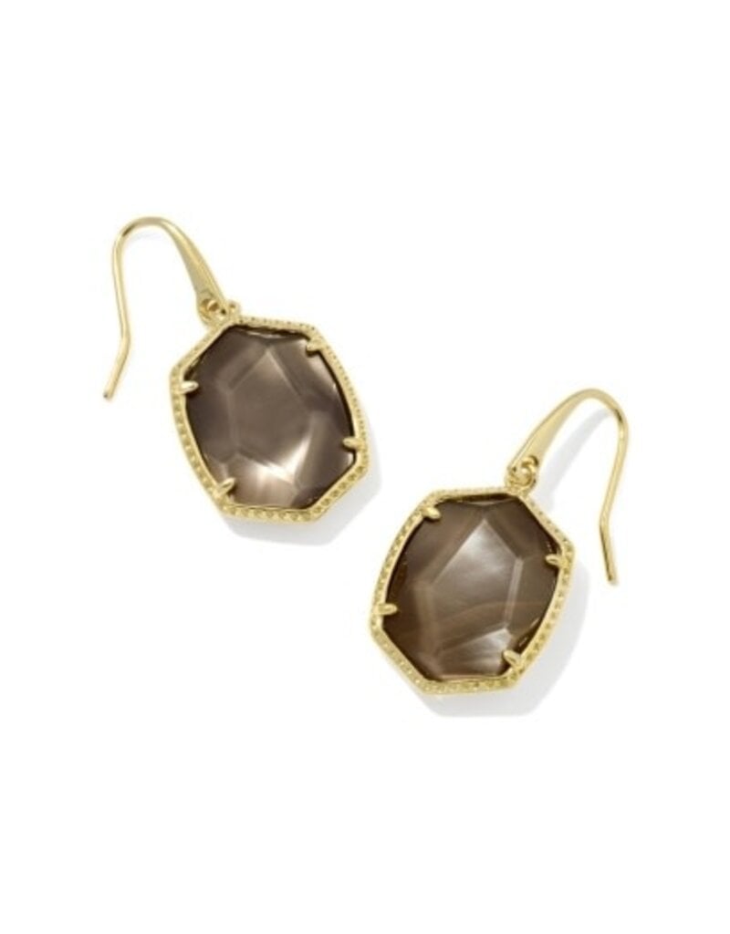 KENDRA SCOTT DESIGN Daphne Gold Frame Drop Earrings in Taupe Mother-of-Pearl