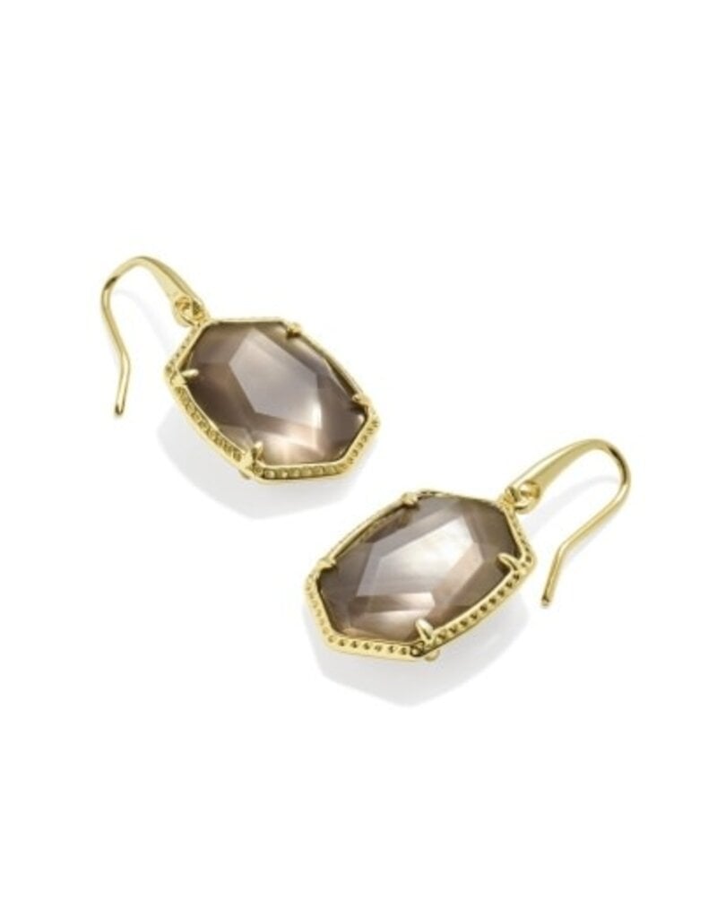KENDRA SCOTT DESIGN Daphne Gold Frame Drop Earrings in Taupe Mother-of-Pearl