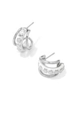 KENDRA SCOTT DESIGN Jane Silver Huggie Earrings in White Enamel