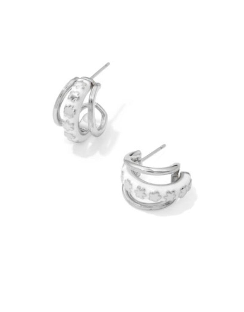 KENDRA SCOTT DESIGN Jane Silver Huggie Earrings in White Enamel