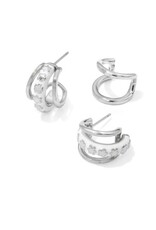 KENDRA SCOTT DESIGN Jane Silver Huggie Earrings in White Enamel