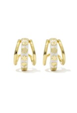 KENDRA SCOTT DESIGN Jane Gold Huggie Earrings in White Enamel