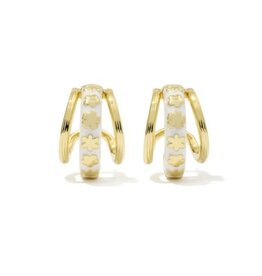 KENDRA SCOTT DESIGN Jane Gold Huggie Earrings in White Enamel