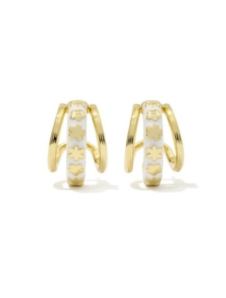 KENDRA SCOTT DESIGN Jane Gold Huggie Earrings in White Enamel