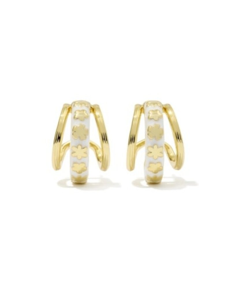 KENDRA SCOTT DESIGN Jane Gold Huggie Earrings in White Enamel