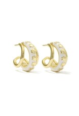 KENDRA SCOTT DESIGN Jane Gold Huggie Earrings in White Enamel