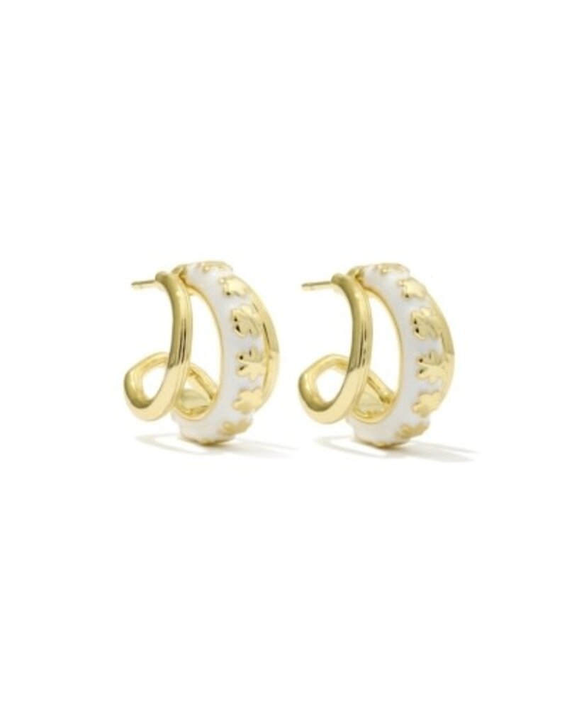 KENDRA SCOTT DESIGN Jane Gold Huggie Earrings in White Enamel