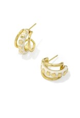 KENDRA SCOTT DESIGN Jane Gold Huggie Earrings in White Enamel