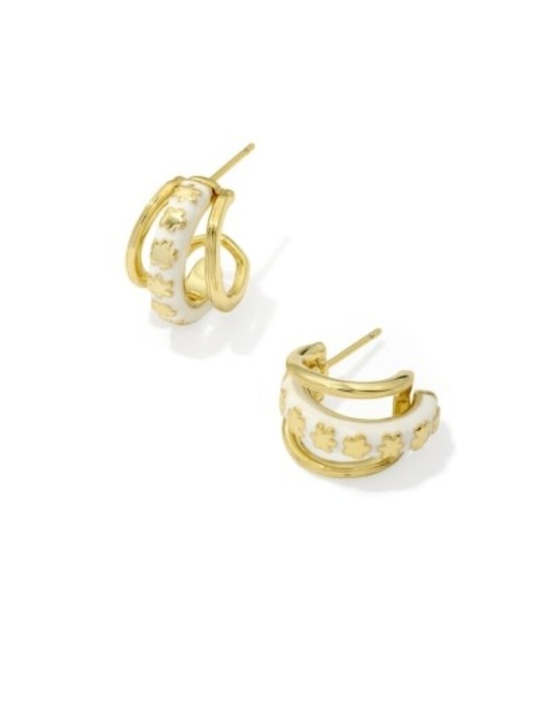 KENDRA SCOTT DESIGN Jane Gold Huggie Earrings in White Enamel