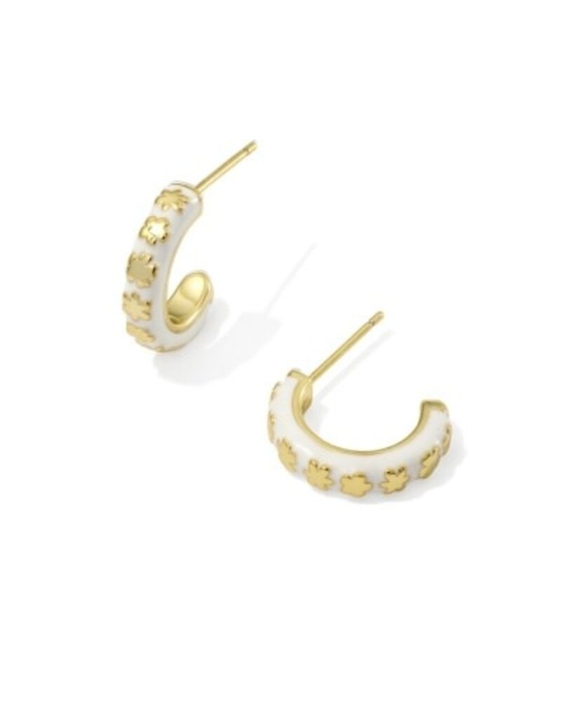 KENDRA SCOTT DESIGN Jane Gold Huggie Earrings in White Enamel