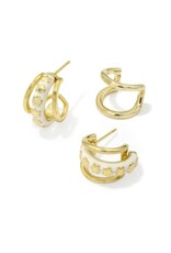 KENDRA SCOTT DESIGN Jane Gold Huggie Earrings in White Enamel