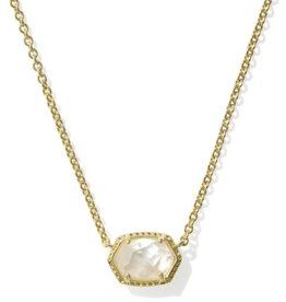 KENDRA SCOTT DESIGN Daphne Gold Frame Short Pendant Necklace in Ivory Mother-of-Pearl