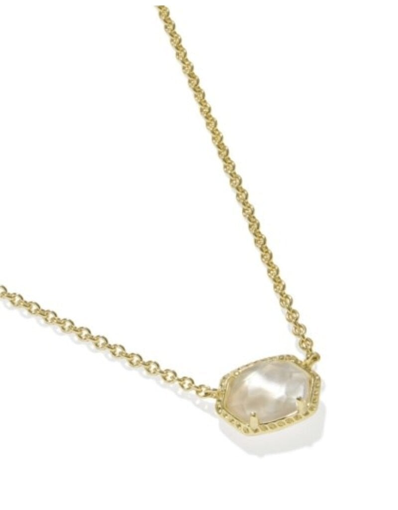 KENDRA SCOTT DESIGN Daphne Gold Frame Short Pendant Necklace in Ivory Mother-of-Pearl
