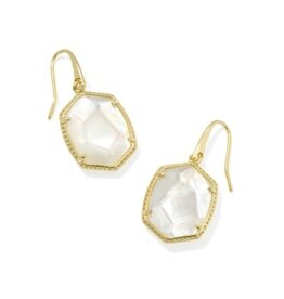 KENDRA SCOTT DESIGN Daphne Gold Frame Drop Earrings in Ivory Mother-of-Pearl
