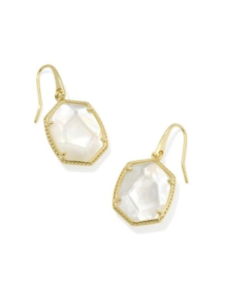 KENDRA SCOTT DESIGN Daphne Gold Frame Drop Earrings in Ivory Mother-of-Pearl