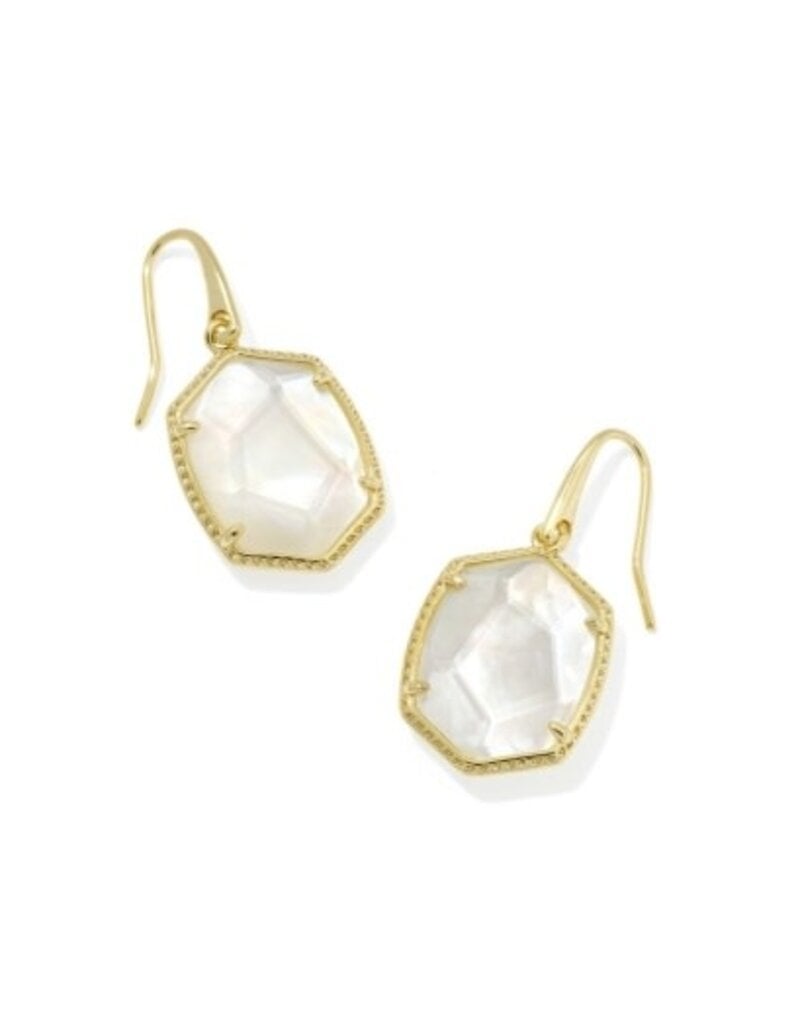 KENDRA SCOTT DESIGN Daphne Gold Frame Drop Earrings in Ivory Mother-of-Pearl