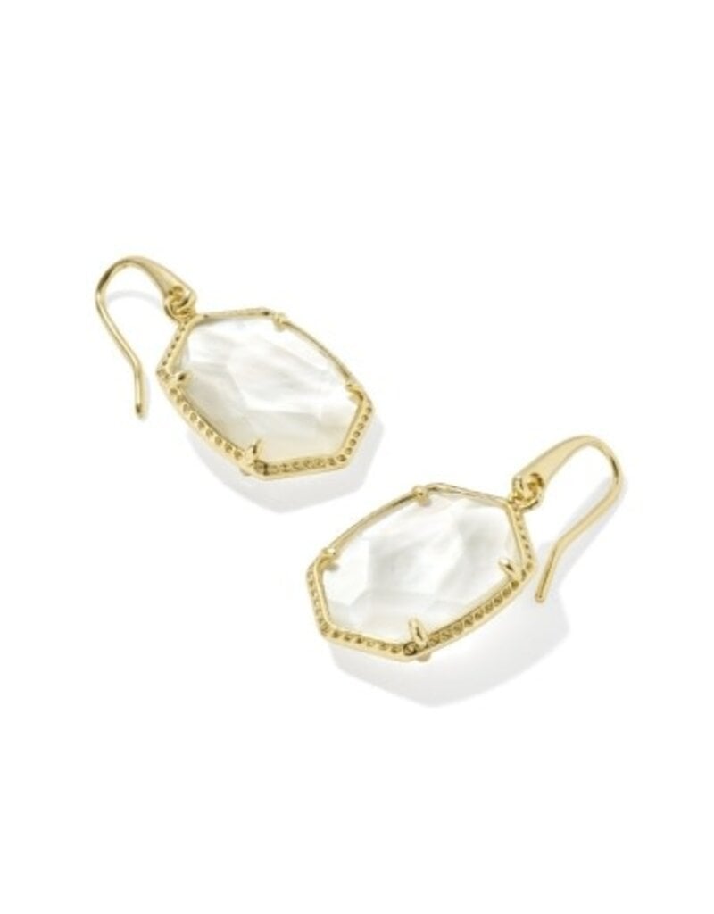 KENDRA SCOTT DESIGN Daphne Gold Frame Drop Earrings in Ivory Mother-of-Pearl