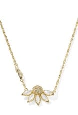 KENDRA SCOTT DESIGN Anya Flower Gold Short Pendant Necklace in Ivory Mix