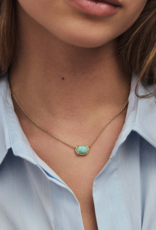 KENDRA SCOTT DESIGN Daphne Gold Frame Short Pendant Necklace in Teal Amazonite