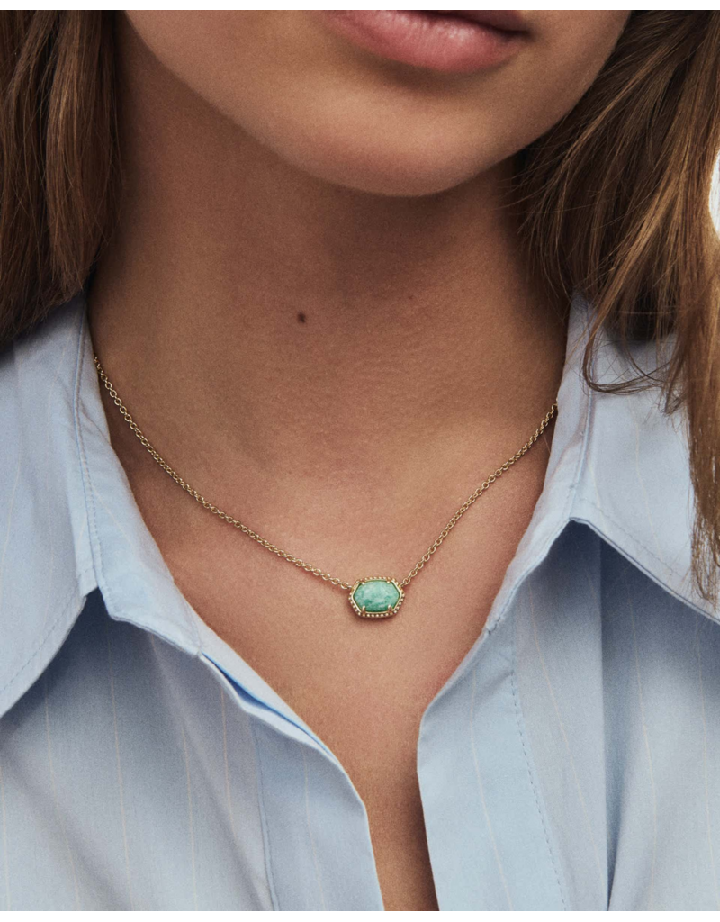 KENDRA SCOTT DESIGN Daphne Gold Frame Short Pendant Necklace in Teal Amazonite