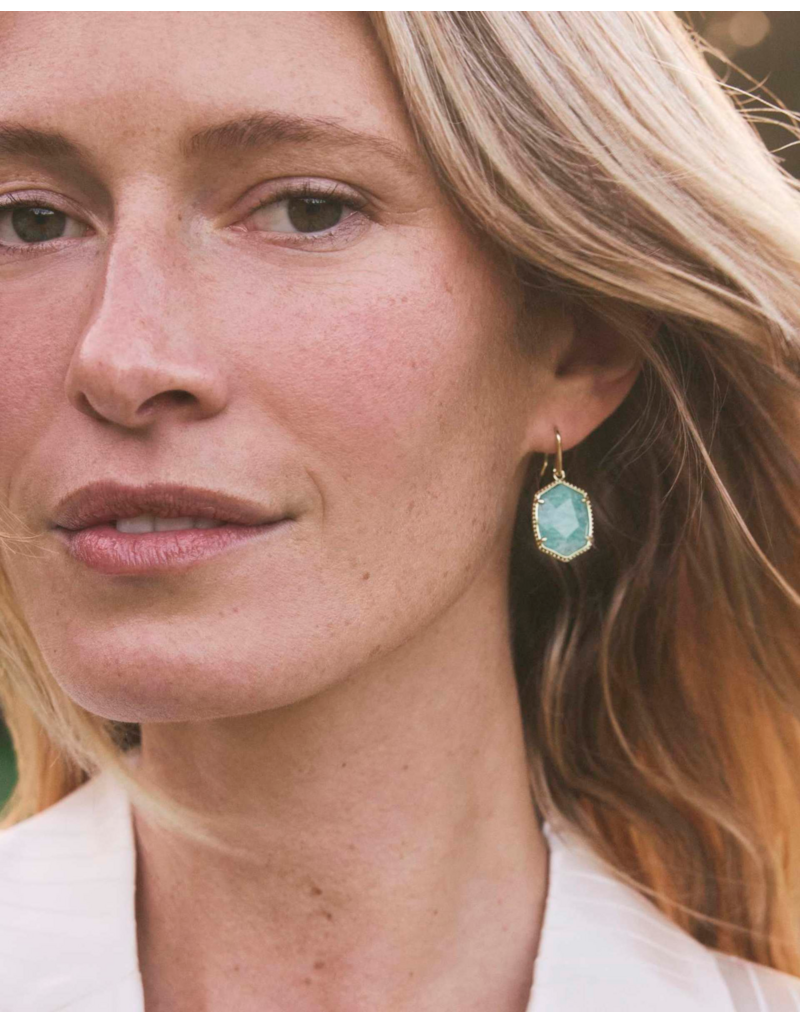 KENDRA SCOTT DESIGN Daphne Gold Frame Drop Earrings in Teal Amazonite