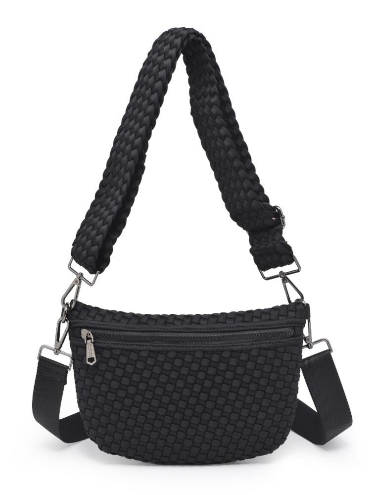 SOL & SELENE Ethereal Woven Neoprene Crossbody in Black