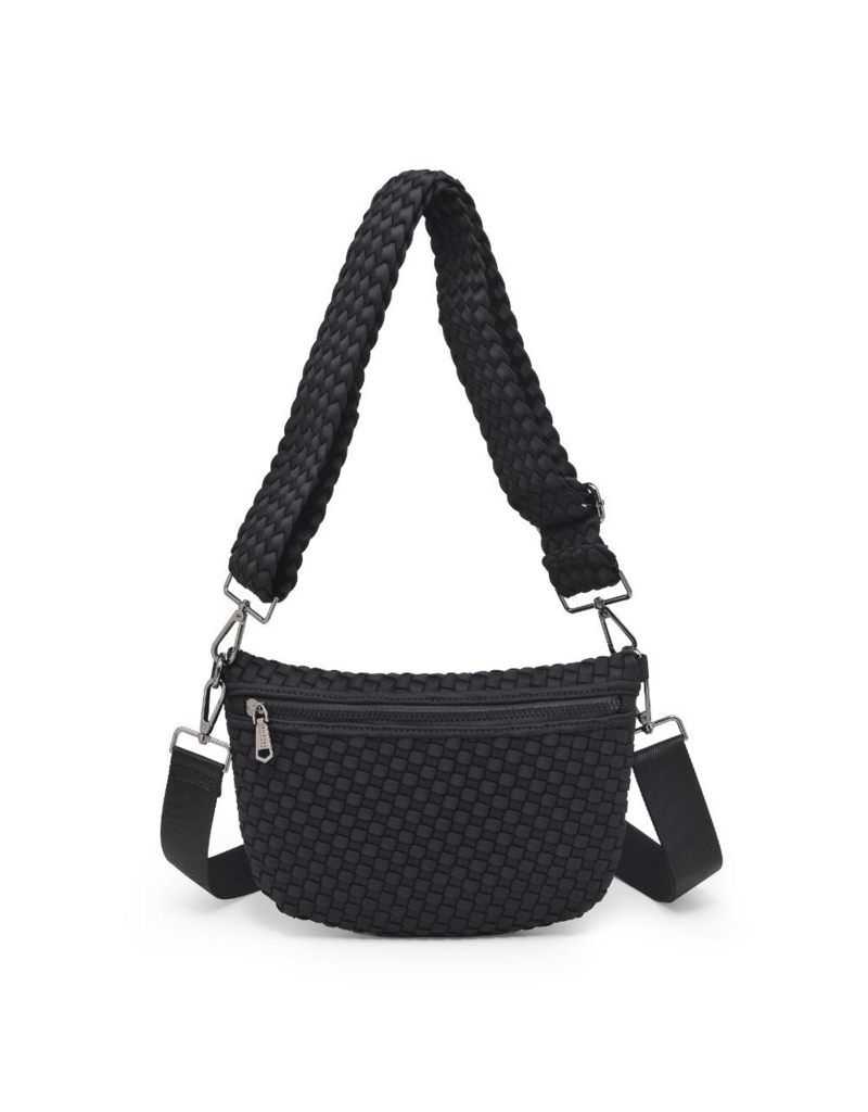 SOL & SELENE Ethereal Woven Neoprene Crossbody in Black