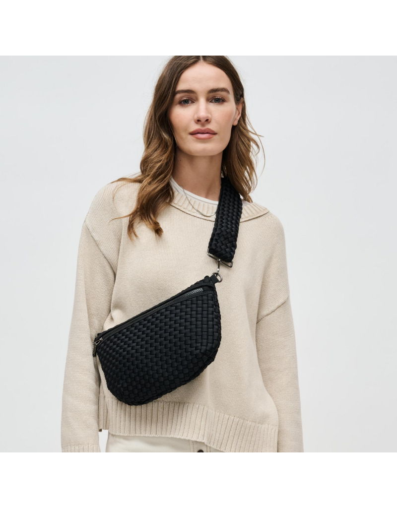 SOL & SELENE Ethereal Woven Neoprene Crossbody in Black