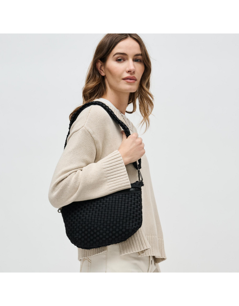 SOL & SELENE Ethereal Woven Neoprene Crossbody in Black