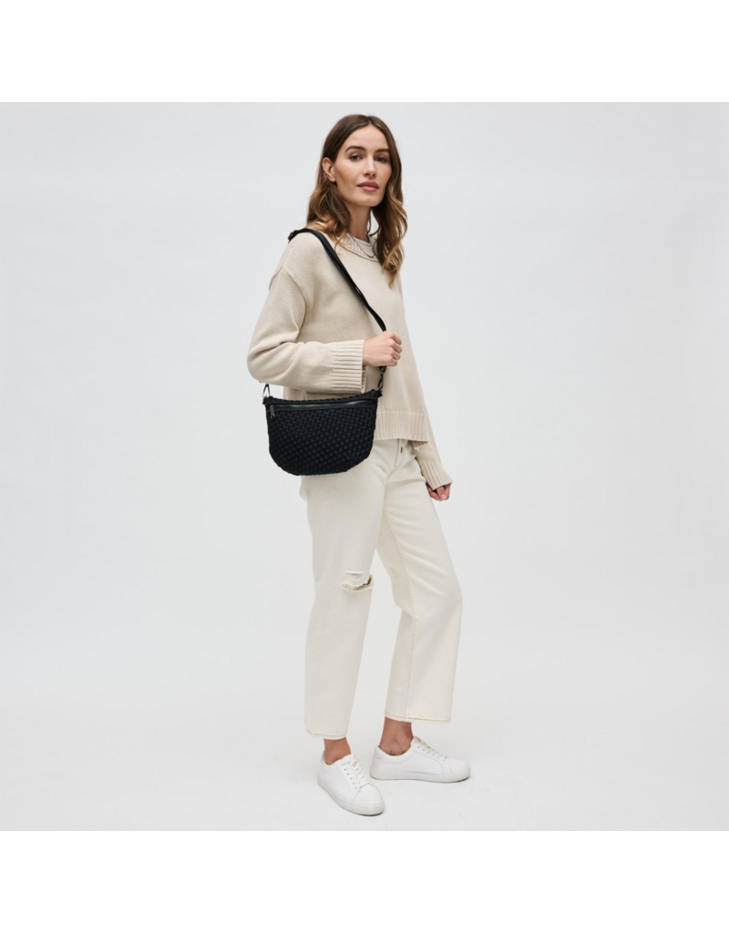 SOL & SELENE Ethereal Woven Neoprene Crossbody in Black