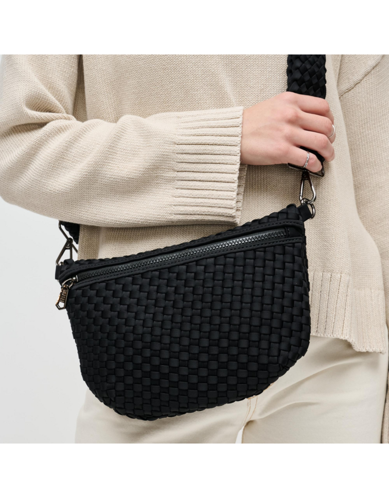 SOL & SELENE Ethereal Woven Neoprene Crossbody in Black