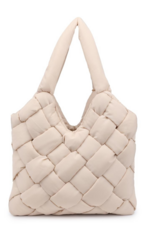 SOL & SELENE Illumine Woven Nylon Tote in Cream