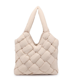 SOL & SELENE Illumine Woven Nylon Tote in Cream