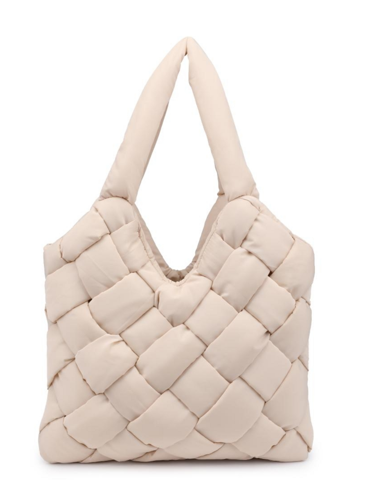 SOL & SELENE Illumine Woven Nylon Tote in Cream