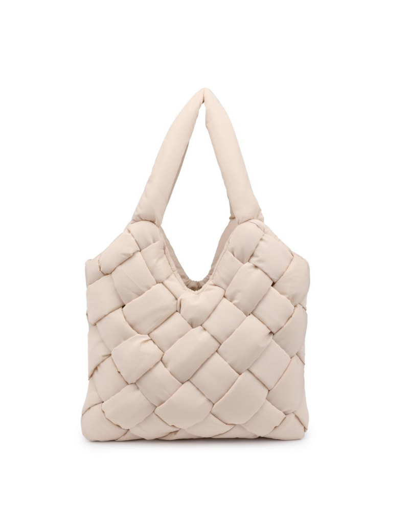 SOL & SELENE Illumine Woven Nylon Tote in Cream