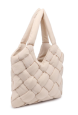 SOL & SELENE Illumine Woven Nylon Tote in Cream