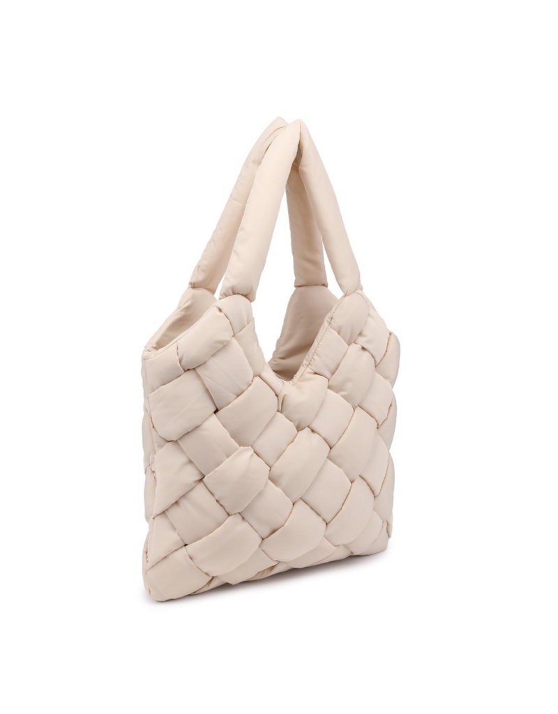 SOL & SELENE Illumine Woven Nylon Tote in Cream