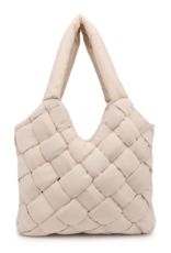SOL & SELENE Illumine Woven Nylon Tote in Cream
