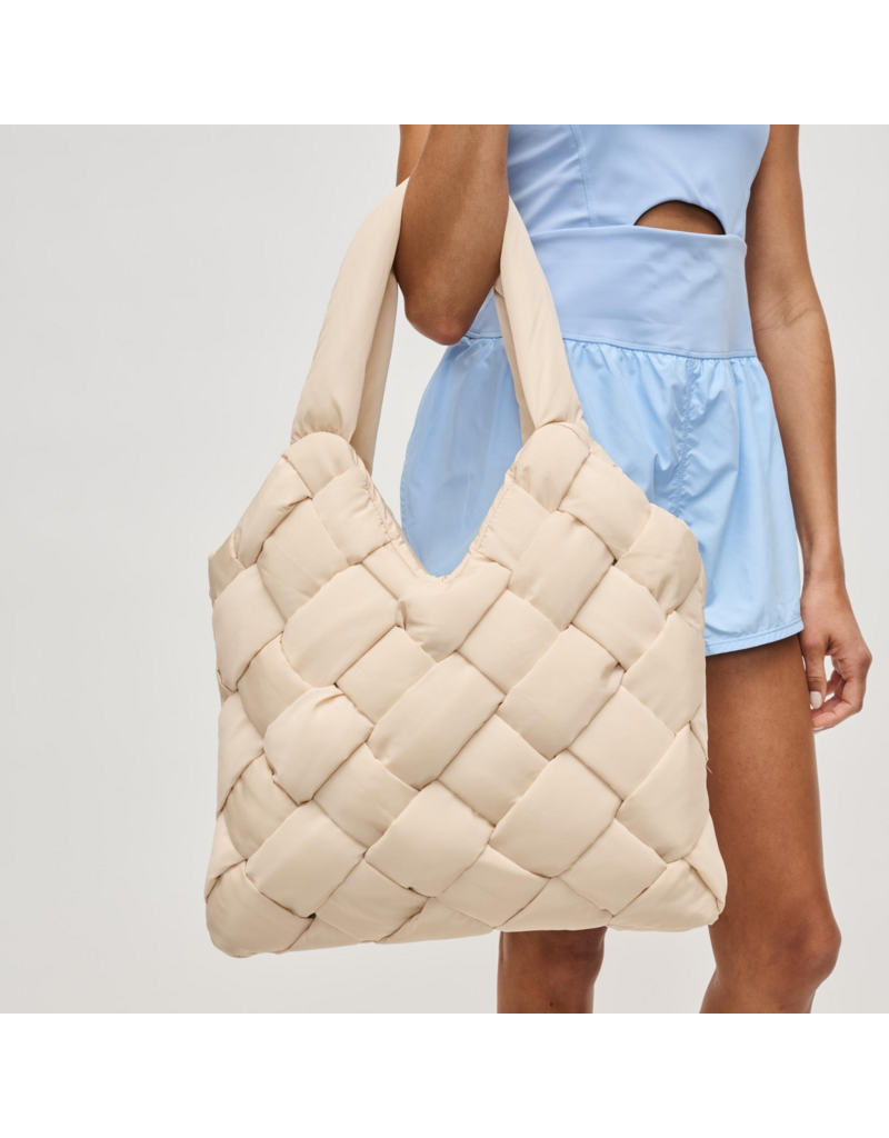 SOL & SELENE Illumine Woven Nylon Tote in Cream